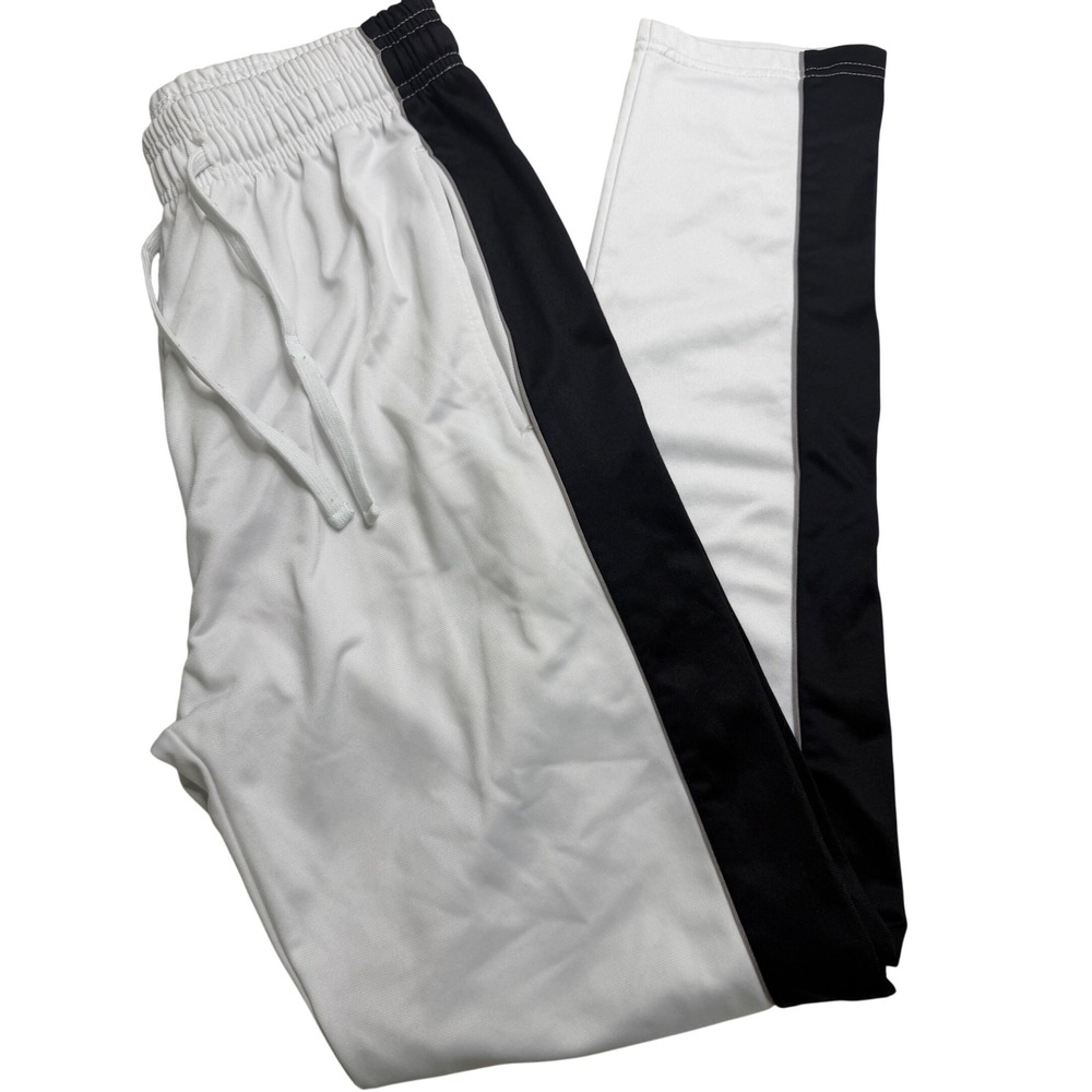 One Point One Mens White Black Side Stripe Track Pants Size Medium